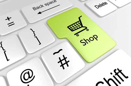 E-Commerce - Tastatur mit Shop-Symbol