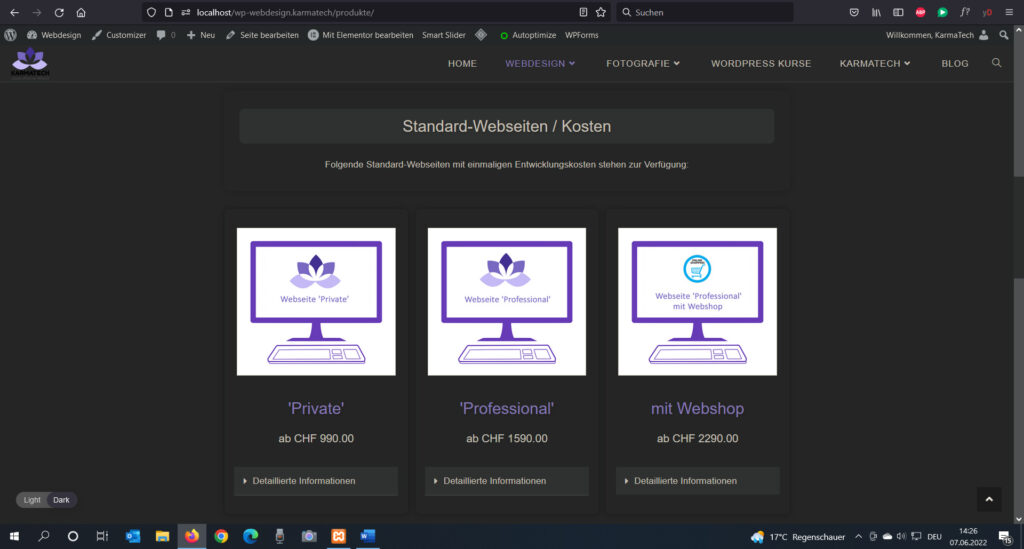 Dunkelmodus eingeschaltet